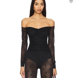 AFRM Black Sheer Lace Blouse - NWT